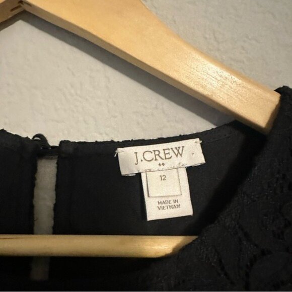 J.Crew Black Lace Cocktail Dress 12 Sheath Lined Classic Romantic Formal - Picture 7 of 12